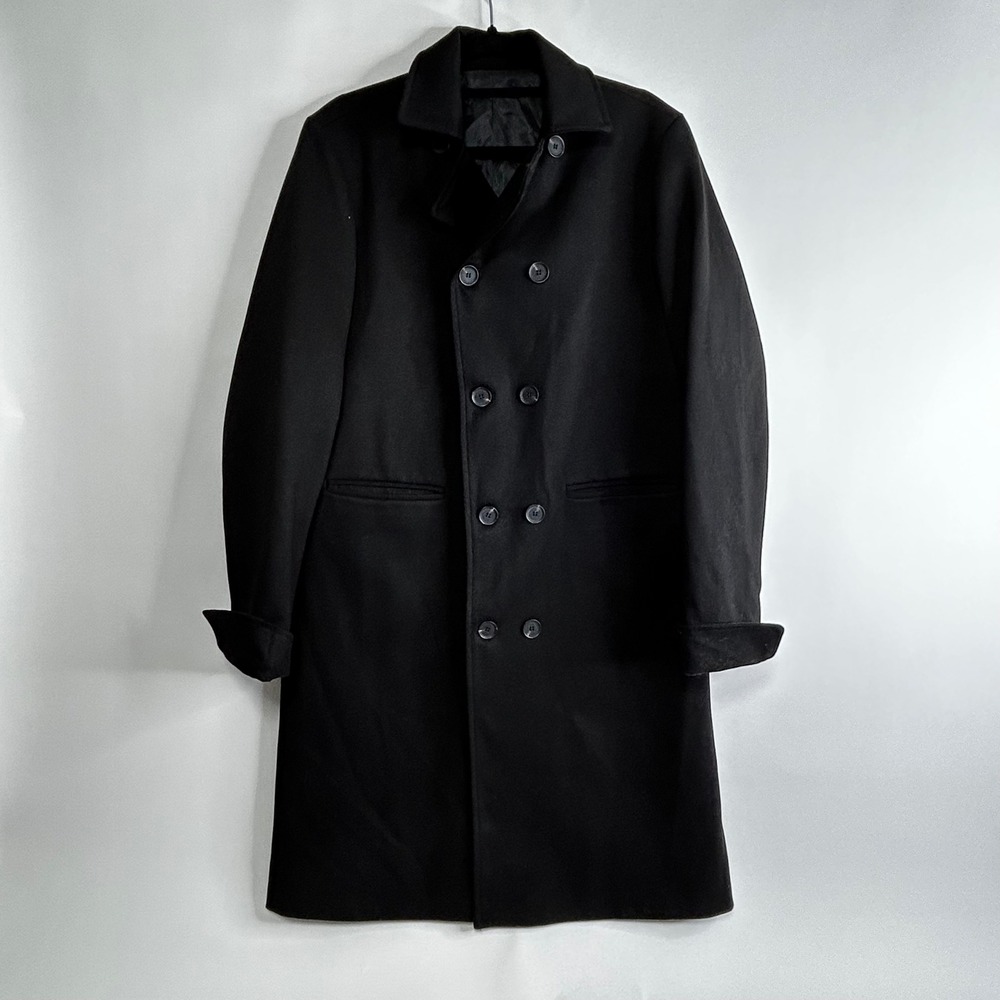 Women's Double Breasted Black Overcoat Trench Coat Women Slimming Structure M